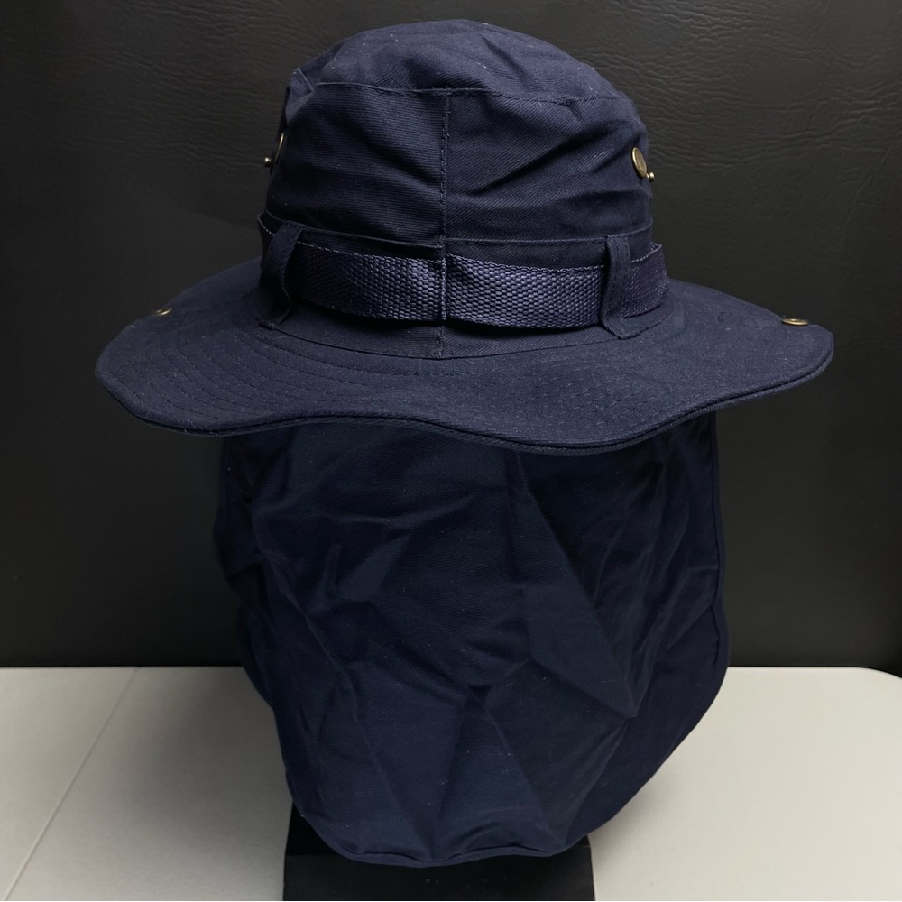 Summer Boonie Hat with Neck Flap, Wide Brim, Sun Protection Navy - Picture 3 of 6